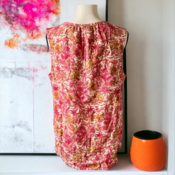 JOIE FLORAL LINEN HI LOW SLEEVELESS TOP SIZE LARGE - Picture 3 of 9
